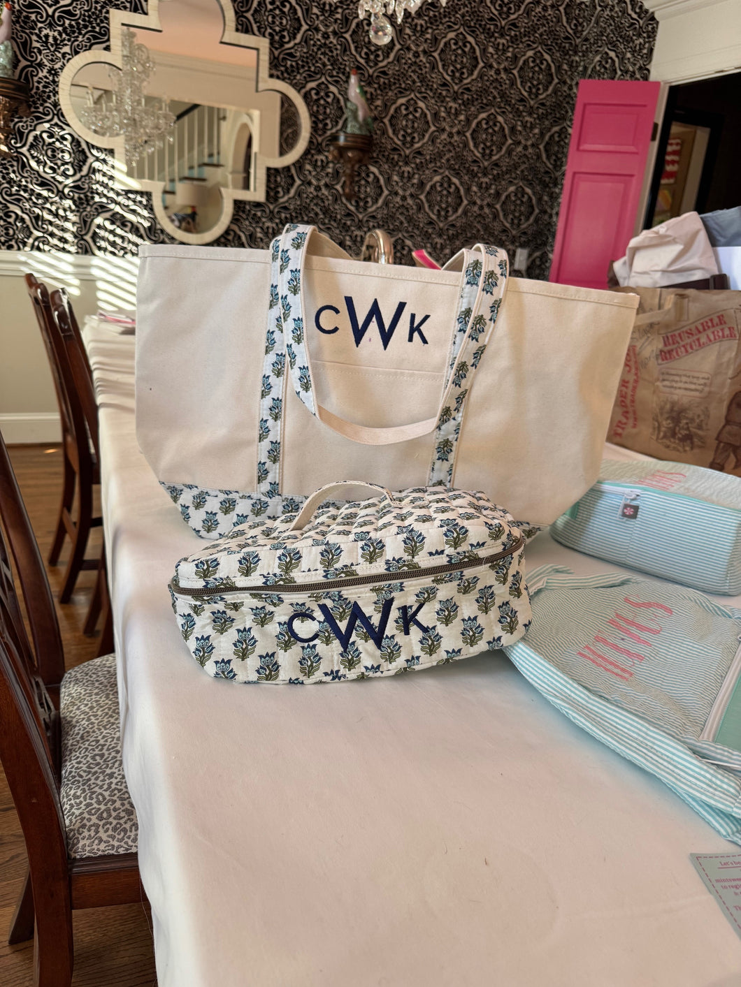 Block Print Train Case and Weekender Set