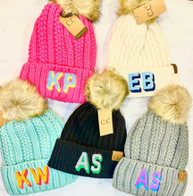 Load image into Gallery viewer, Faux Fur Pom Beanie with Monogram

