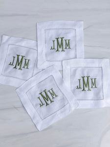 Monogrammed cocktail napkins (set of 4)