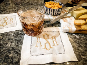 Monogrammed cocktail napkins (set of 4)