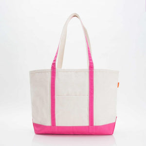 Monogrammed Boat Tote with Shadow Font